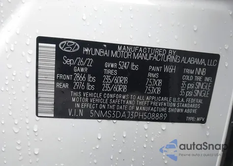 2023 Hyundai Santa Fe Sel из США, поврежденный, VIN 5NMS3DAJ3PH508889